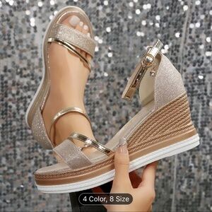 Women's Glitter Wedge Sandals